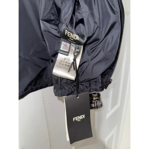 Fendi Green Black Camo Monogram FF Logo Anorak Reversible Windbreaker Jacket 48 - Picture 11 of 13